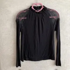 ★ZARA★ザラ トップス カットソー レース ブラック 黒 シースルー 透け感