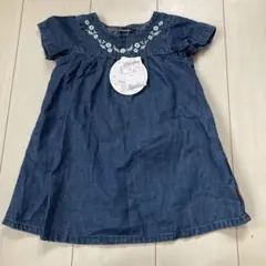 値下げタグ付き！新品未使用品　Moujonjon 刺繍入りデニムワンピース 90のサムネイル