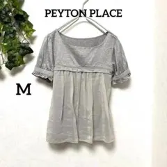 美品【PEYTON PLACE 】グレーレース切替半袖トップスママ層フェミニンMのサムネイル