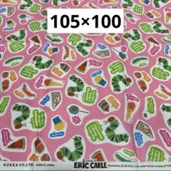 73 はらぺこあおむし柄　ピンク　オックス生地　105×100