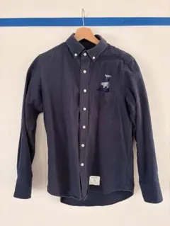 INHERIT ネイビー ボタンダウンシャツ 動物刺繍