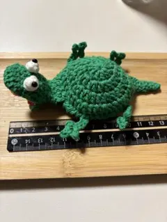かぎ針編み 爬虫類あみぐるみコースター トカゲコースター 緑色