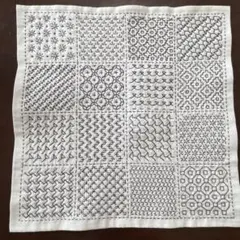 刺し子布巾 花ふきん （80）完成品のサムネイル