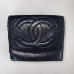 【 格安 】CHANEL シャネル 二つ折り財布 ココマーク ブラック wホック