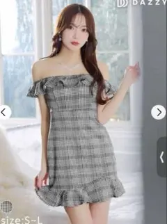 dazzy storeオフショルダー チェック柄ドレスSサイズ