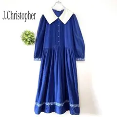 J. Christopher 【６】コーデュロイ　長袖ワンピース　デカ襟　大きめ