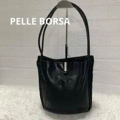 【美品】PELLE BORSA ペレボルサ トートバッグ黒　レザー　ナイロンのサムネイル