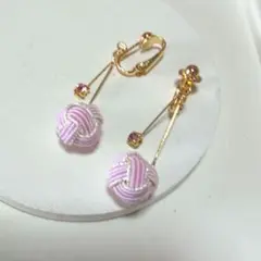 水引　揺れる玉結イヤリング♡