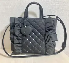 【極美品】 DIANA ダイアナ フリル付きキルティングバッグ ブラック
