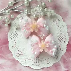 キッズヘアゴム さくらチュールリボン