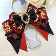 リボンチャーム バックチャーム キーホルダー リボン 赤 黒 レッド 推し活