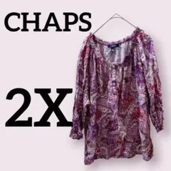 CHAPS 【2X】長袖チュニック ペイズリー柄