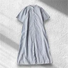【無印良品】シャツワンピース チェック柄 綿100％ バンドカラー 半袖 Sのサムネイル