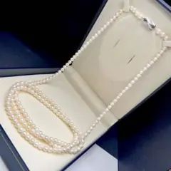 ロング116cm/テリ強】本真珠 パールネックレス ホワイト 4-7.5mm