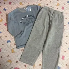 長袖パジャマ　上下セット　裏起毛　120サイズ 水色　グレー　車