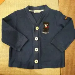 DOUBLE B ネイビー カーディガン クマの刺繍 5ボタン