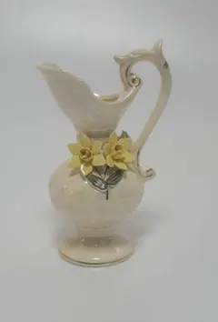 ヴィンテージ 陶器製 花瓶 フラワーベース 水仙モチーフ　水差しのサムネイル