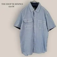 THE SHOP TK MIXPICE半袖ストライプシャツ　綿100% メンズのサムネイル