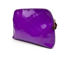 イヴ・サン ローラン マルチポーチ エナメルレザー パープル 化粧ポーチ 紫 革