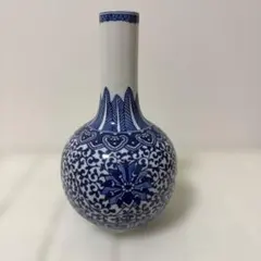美品 景徳鎮 大型花瓶 高さ49cm 手描き 釉下五彩 蓮花図 中国美術 花器