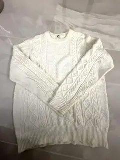 UNIQLO ケーブルニットセーター L ホワイト