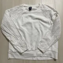 【GAP】アイレット刺繍袖カットソー トップス 白 袖シアー カジュアル