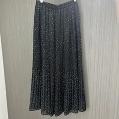 黒 ドット柄 プリーツスカートのサムネイル