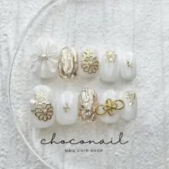 ネイルチップ ニュアンス ブライダル 成人式 前撮り 結婚式 ホワイトゴールド
