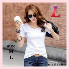 人気商品ⅲ⭐️ラウンドネック 半袖 Tシャツ ホワイト Lサイズ