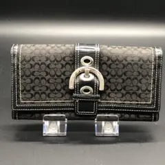 COACH 長財布 バックル シグネチャー柄 ブラック コーチ