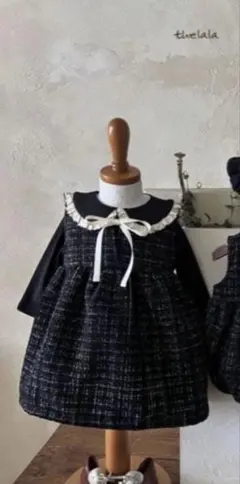 the lala ツイードワンピース ブラック XS