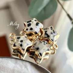 Ｎｏ．396 ダルメシアンジャスパー 天然石 スター 星 チャーム 1点