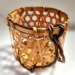 竹編み花籠 手付 花入 花器 竹籠 古道具 インテリア