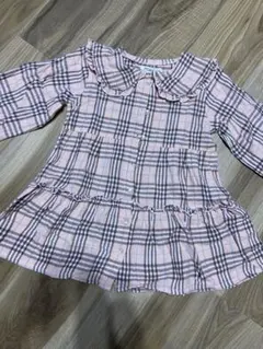 女の子　チェック柄 長袖 ワンピース