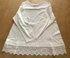 earth music&ecology 白　アイボリー　長袖レースカットソー