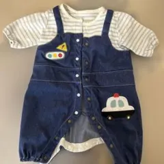 デニムロンパース 50-60cm 交通信号刺繍