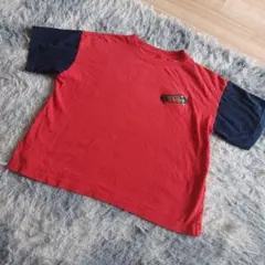 GU ロゴ刺繍 Tシャツ レッド/ネイビー