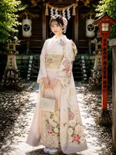振り袖］中古美品 花柄 F-025 - メルカリ
