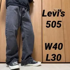 Levi's505/W40L30/ブラックデニム/ゆったりワイド/古着/734