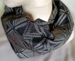 着物リメイク　紬織物　スヌード　No13　裏表のない織り物でした