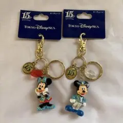【新品】東京ディズニーシー 15周年 ミッキー ミニー キーホルダーセット