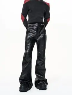 Opium Faux Leather Flare Denim - メルカリ