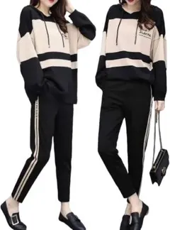 レディースパーカー上下セット　スウェットセットアップ スポーツウェアトレーニング