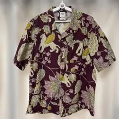 ZARAアロハシャツ ワインレッド 花柄