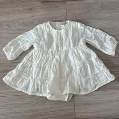 petit main アイボリー フリルワンピース 80