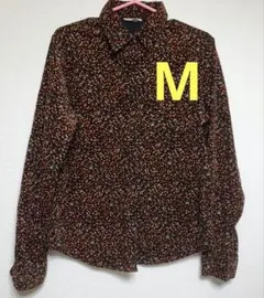 昭和　コーデュロイ花柄 長袖シャツM