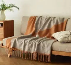 ウニコ　SNAM(スナム) ブランケット マルチカバー オレンジ グレー