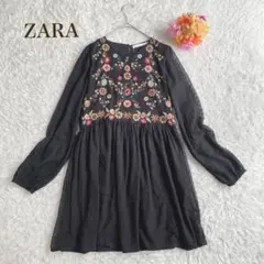 ザラトラフィックコレクション 【S】花柄刺繍ワンピース 華やか　チュニック丈