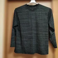 4L グレー系ストライプ 長袖カットソー