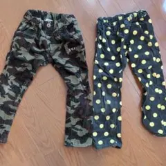 Mikihouse　 Double Bコーデュロイパンツ　迷彩柄水玉2枚セット